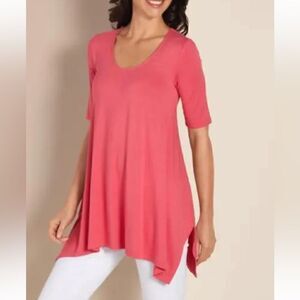 Soft Surroundings Coral Long Tunic Top